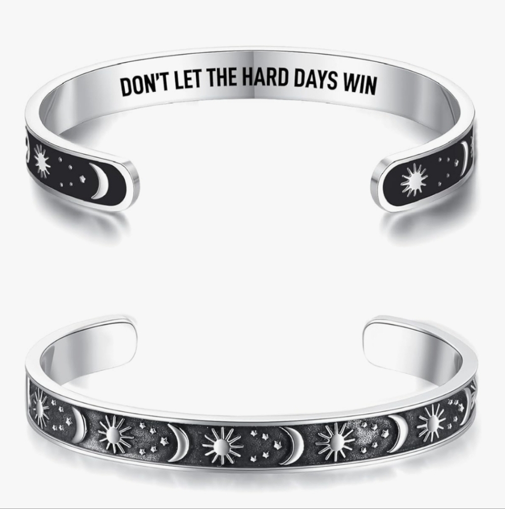 Inspirational Silver Cuff Bracelet